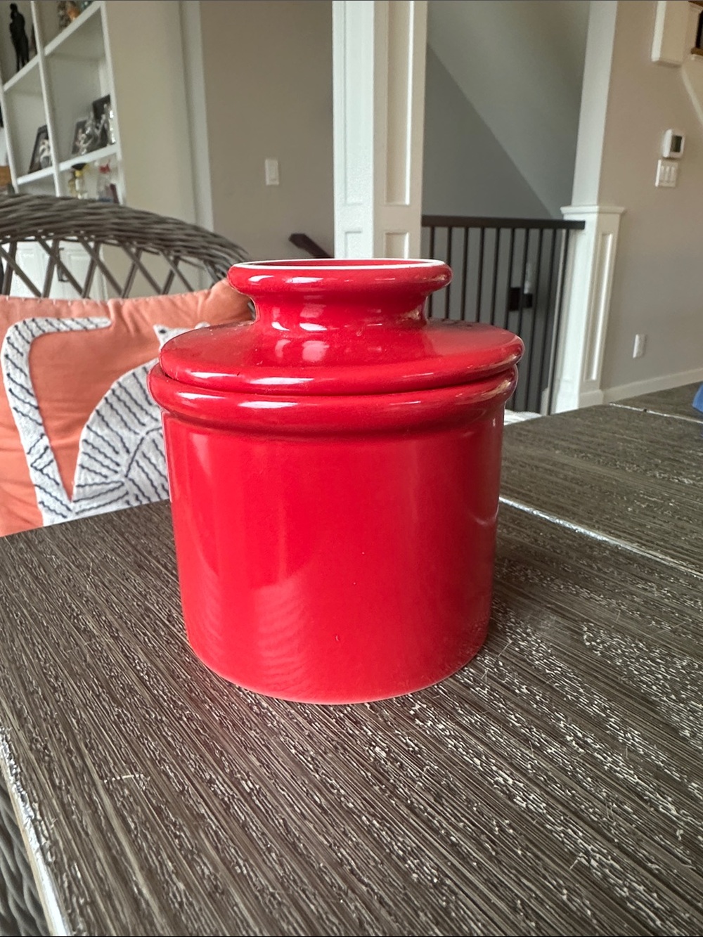 Red Ceramic Kitchen Storage Canister with Lid